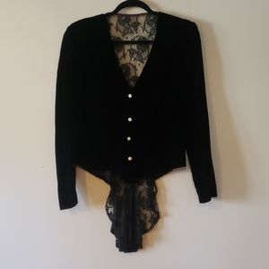 Vintage Donna Jordan Velvet Blazer with Lace Train